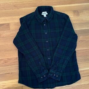 LL Bean women’s plaid flannel shirt.